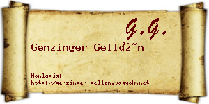 Genzinger Gellén névjegykártya